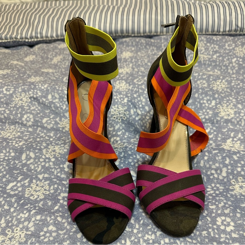 Jessica Simpson Multicolor Camo Strappy Heels - Picture 2 of 5